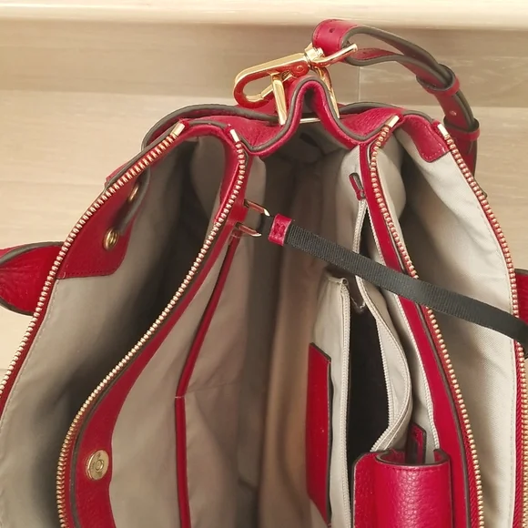 Tumi Stanton Kiran Leather Tote in Raspberry Red - Picture 13 of 15